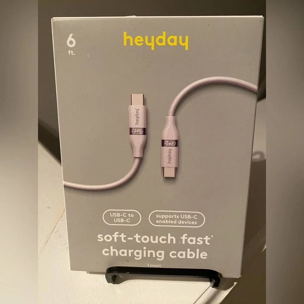 Heyday Soft-Touch USB-C Fast Charging Cable new in box 6 Foot long